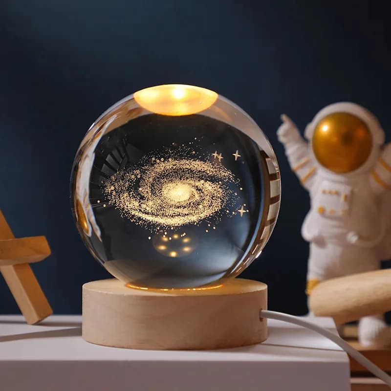 Kryształowa kula 3D o średnicy 6 cm - Lampka nocna z planetami, grawerowana laserowo kula Układu Słonecznego, idealny prezent na festiwal astronomiczny i dekoracja domu