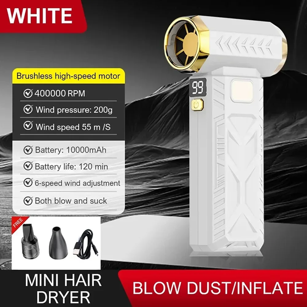 M18 400000RPM Bezszczotkowy Turbo Jet Fan Blower Mocny Elektryczny Dmuchawa Przenośny Odkurzacz do Kurzu Ładowanie Type-C 53m/s