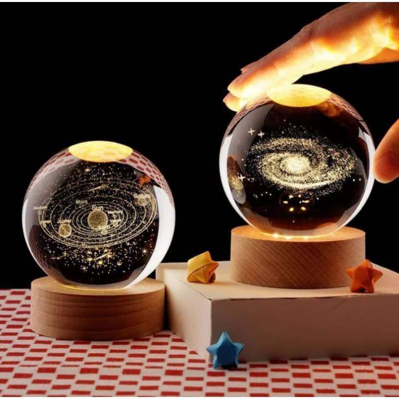 Kryształowa kula 3D o średnicy 6 cm - Lampka nocna z planetami, grawerowana laserowo kula Układu Słonecznego, idealny prezent na festiwal astronomiczny i dekoracja domu