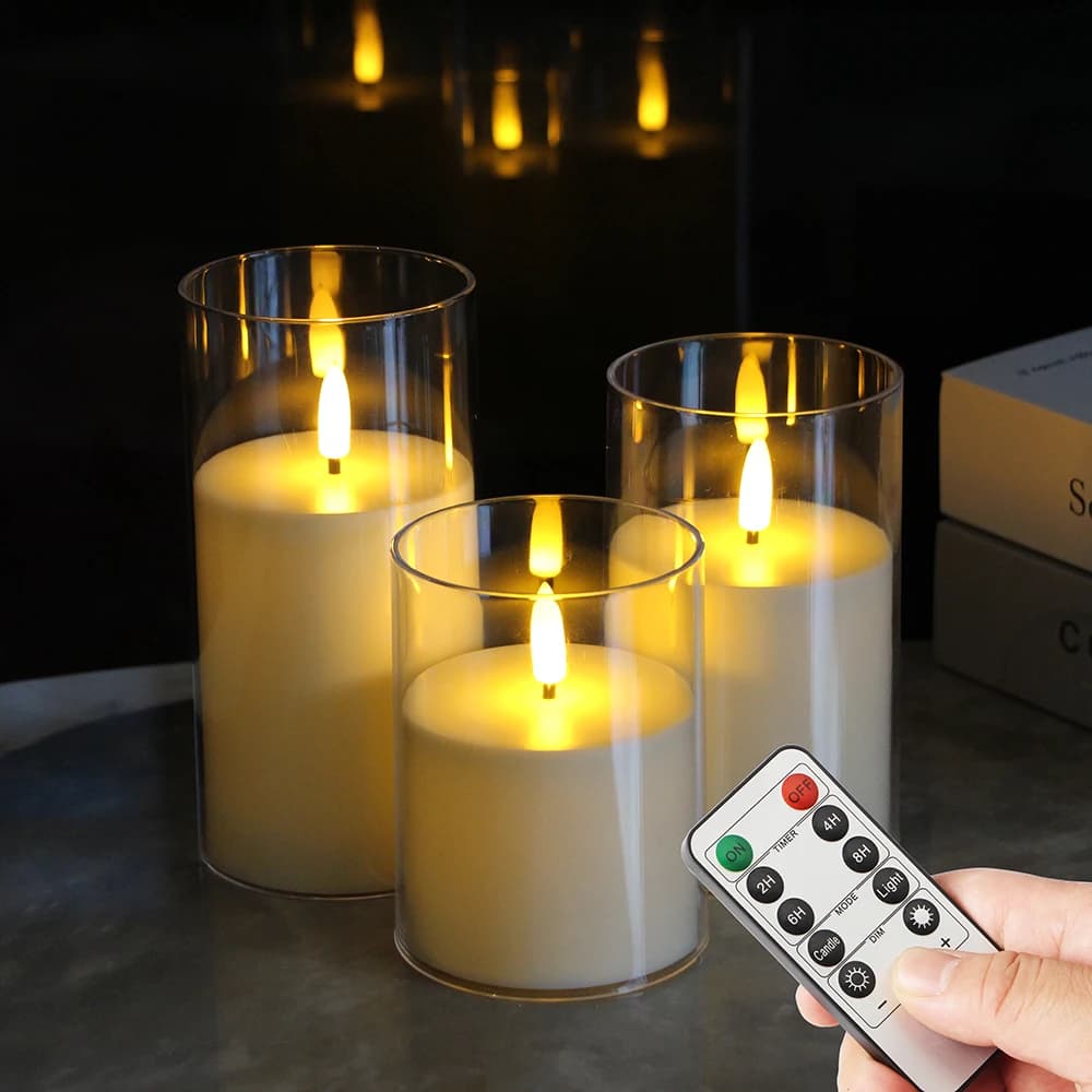 3PCS LED Electronic Candles Lights LED Flameless Candles For Valentine's Day Gift Home Party Wedding Christmas Decor